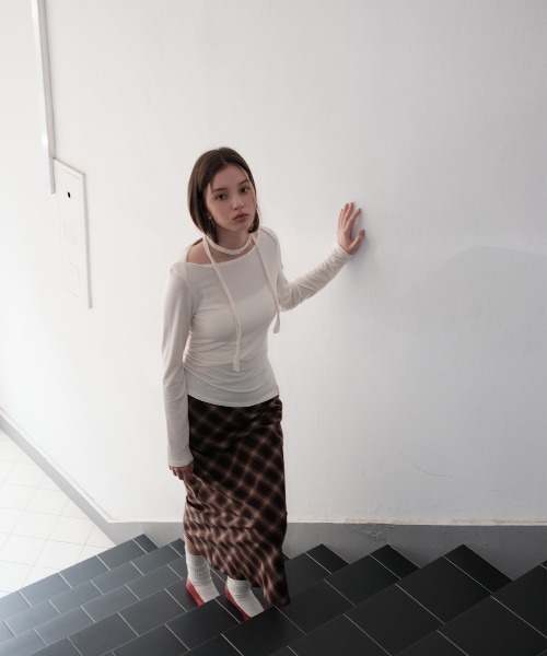 GENERAL IDEA（ジェネラルアイデア）の「【GENERAL IDEA】ビンテージチェックロングスカート / VINTAGE CHECK LONG SKIRT（スカート・レディース・ブラウン・L/M/S）」の9枚目の写真
