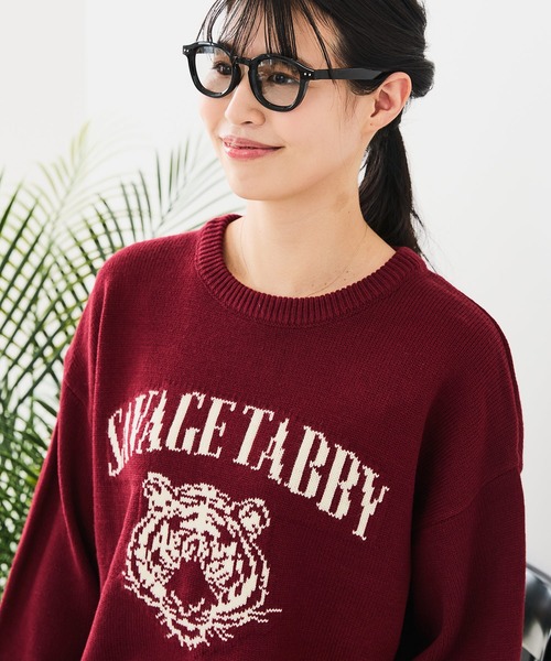 fort point(フォーポイント)の「【C-FORT POINT/フォートポイント】トラ柄 ジャガードニット(ニット/セーター・レディース・ブラウン/ワイン/アイボリー・FREE)」の2枚目の写真