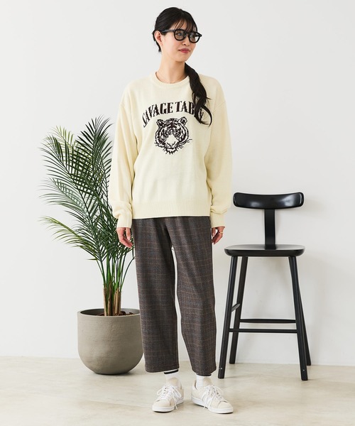 fort point(フォーポイント)の「【C-FORT POINT/フォートポイント】トラ柄 ジャガードニット(ニット/セーター・レディース・ブラウン/ワイン/アイボリー・FREE)」の4枚目の写真
