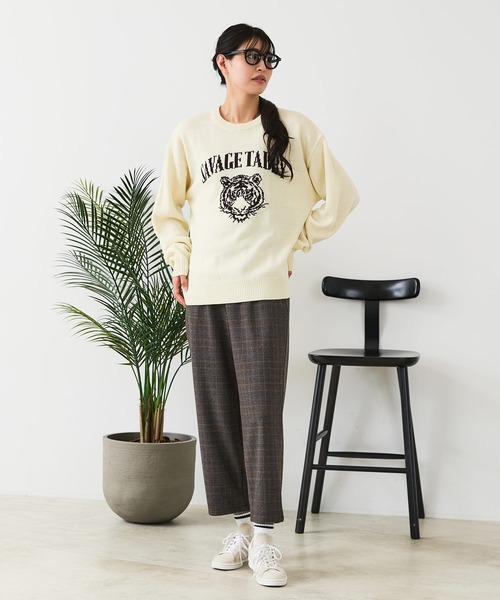 fort point(フォーポイント)の「【C-FORT POINT/フォートポイント】トラ柄 ジャガードニット(ニット/セーター・レディース・ブラウン/ワイン/アイボリー・FREE)」の7枚目の写真