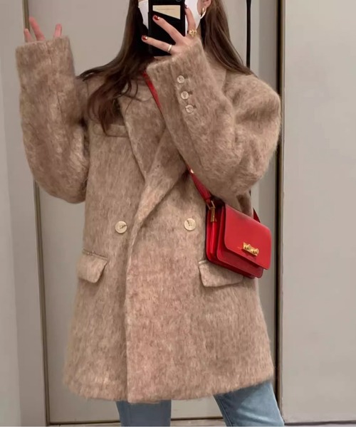 LUCPY(ラクピー)の「シャギーダブルジャケットコート(その他アウター・レディース・ベージュ・SMALL/MEDIUM/LARGE)」の1枚目の写真