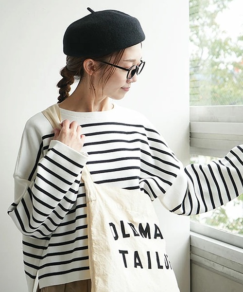 SOLAMONAT(ソラモナ)の「ウエハースニットボーダーワイドスリーブ(Tシャツ/カットソー・レディース・ブラック×ホワイト/グレー×ホワイト/ホワイト×ブラック・FREE)」の10枚目の写真