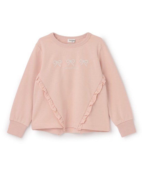 trois lapins kp（トロワラパンケーピー）の「trois lapins リボン刺シュウ フリルトレーナー（スウェット・キッズ・ピンク/アイボリー・120cm/130cm/140cm/150cm/160cm）」の2枚目の写真