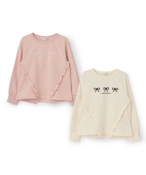 trois lapins kp（トロワラパンケーピー）の「trois lapins リボン刺シュウ フリルトレーナー（スウェット・キッズ・ピンク/アイボリー・120cm/130cm/140cm/150cm/160cm）」の9枚目の写真