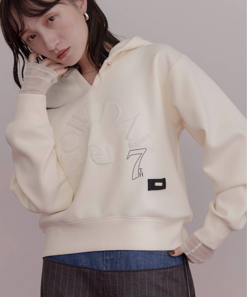 【Eimee Law】フリルデザインボンディングパーカー　白 Eimee Law】フリルデザインボンディングパーカー 白 Eimee Law