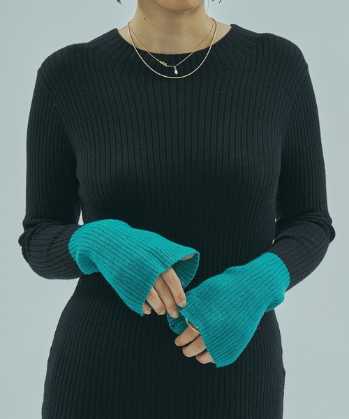 ROSE BUD(ローズバッド)の「BICOLOR RIB KNIT TOP(ニット/セーター・レディース・ブラック/パープル/ライトグレー/ブラウン・ONE SIZE)」の11枚目の写真
