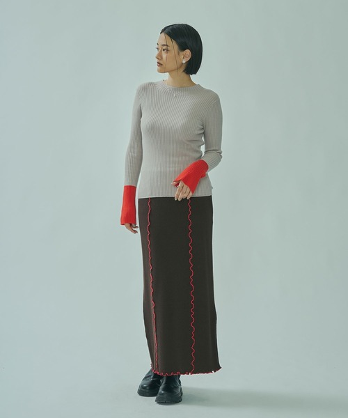 ROSE BUD(ローズバッド)の「BICOLOR RIB KNIT TOP(ニット/セーター・レディース・ブラック/パープル/ライトグレー/ブラウン・ONE SIZE)」の16枚目の写真