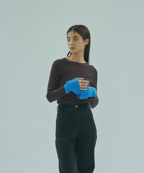 ROSE BUD(ローズバッド)の「BICOLOR RIB KNIT TOP(ニット/セーター・レディース・ブラック/パープル/ライトグレー/ブラウン・ONE SIZE)」の19枚目の写真