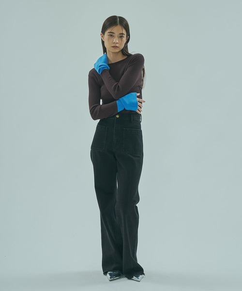 ROSE BUD(ローズバッド)の「BICOLOR RIB KNIT TOP(ニット/セーター・レディース・ブラック/パープル/ライトグレー/ブラウン・ONE SIZE)」の22枚目の写真