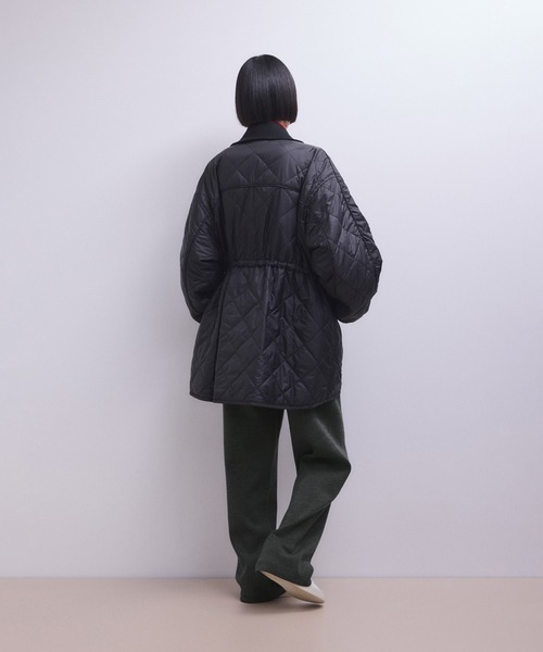 アダムエロペ　リバーシブルドロストキルティングブルゾン　ブラック　新品 サステナブル】リバーシブルドロストキルティングブルゾン/撥水
