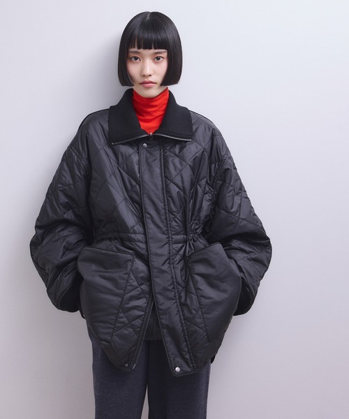 美品 24-25秋冬 アダムエロペ サステナブル ドロストキルティングブルゾン サステナブル】リバーシブルドロストキルティングブルゾン/撥水