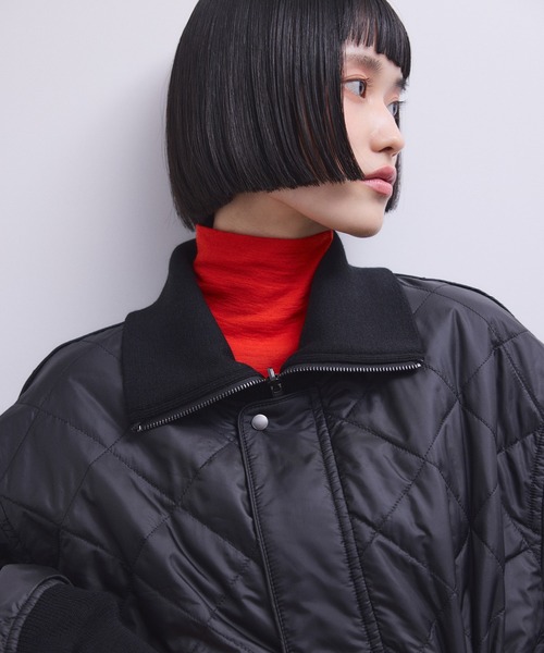 ADAM ET ROPE'（アダムエロペ）の「【サステナブル】リバーシブルドロストキルティングブルゾン/撥水（ブルゾン・レディース・ブラック/ベージュ・FREE）」の9枚目の写真