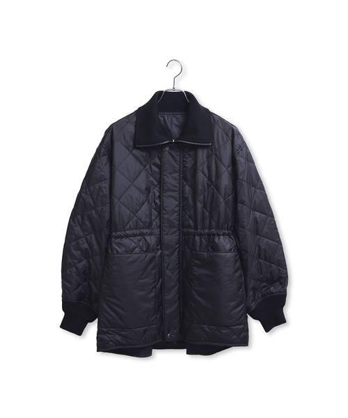 アダムエロペ　リバーシブルドロストキルティングブルゾン　ブラック　新品 サステナブル】リバーシブルドロストキルティングブルゾン/撥水