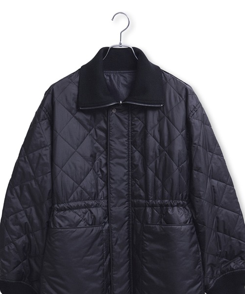 アダムエロペ　リバーシブルドロストキルティングブルゾン　ブラック　新品 サステナブル】リバーシブルドロストキルティングブルゾン/撥水