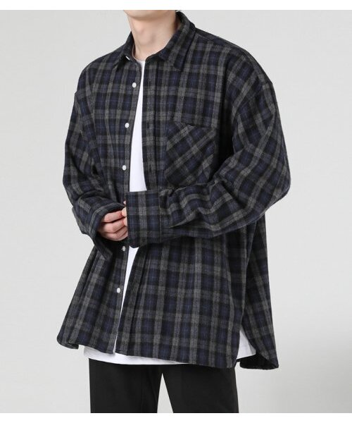 AVANDRESS(アバンドレス )の「ヘンリーオーバーサイズチェックシャツ(シャツ/ブラウス・レディース・その他・2/3/1)」の2枚目の写真