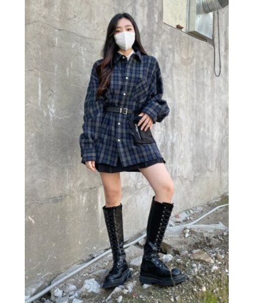 AVANDRESS(アバンドレス )の「ヘンリーオーバーサイズチェックシャツ(シャツ/ブラウス・レディース・その他・2/3/1)」の3枚目の写真