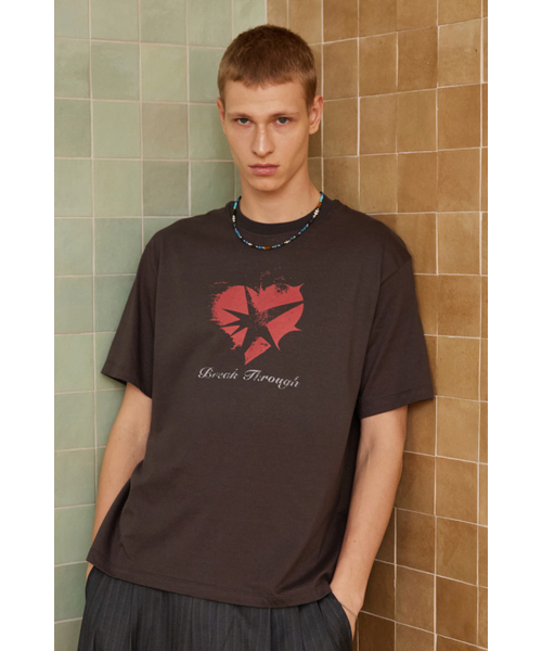 BER DE NOIR(ベールドノワール)の「ブレイクハートTシャツ(チャコール)(Tシャツ/カットソー・メンズ・その他・MEDIUM/LARGE)」の1枚目の写真