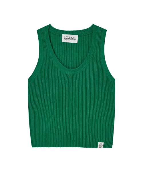 THE GREEN LAB（ザグリーンラボ）の「Uネックリブクロップニットスリーブレスナシトップ[グリーン]（Tシャツ/カットソー・レディース・その他・FREE）」の10枚目の写真