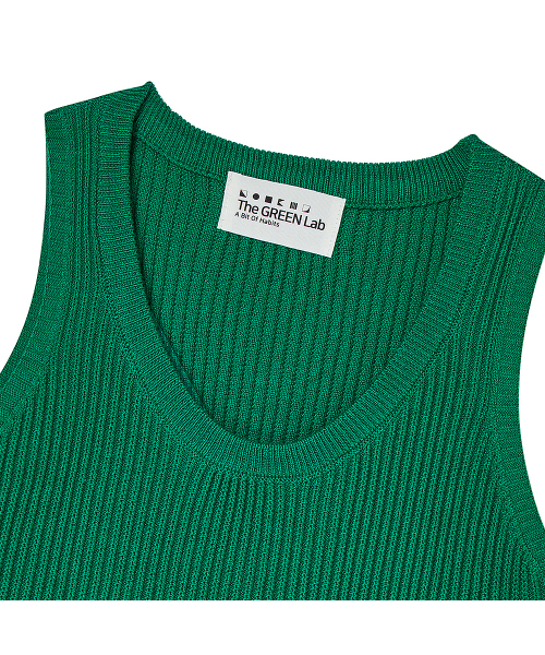 THE GREEN LAB（ザグリーンラボ）の「Uネックリブクロップニットスリーブレスナシトップ[グリーン]（Tシャツ/カットソー・レディース・その他・FREE）」の11枚目の写真
