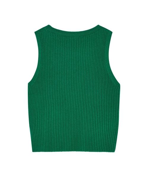 THE GREEN LAB（ザグリーンラボ）の「Uネックリブクロップニットスリーブレスナシトップ[グリーン]（Tシャツ/カットソー・レディース・その他・FREE）」の14枚目の写真