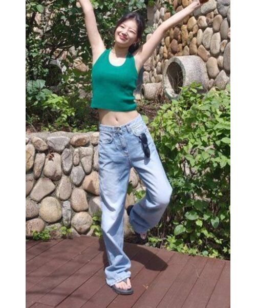 THE GREEN LAB（ザグリーンラボ）の「Uネックリブクロップニットスリーブレスナシトップ[グリーン]（Tシャツ/カットソー・レディース・その他・FREE）」の17枚目の写真