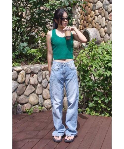 THE GREEN LAB（ザグリーンラボ）の「Uネックリブクロップニットスリーブレスナシトップ[グリーン]（Tシャツ/カットソー・レディース・その他・FREE）」の20枚目の写真