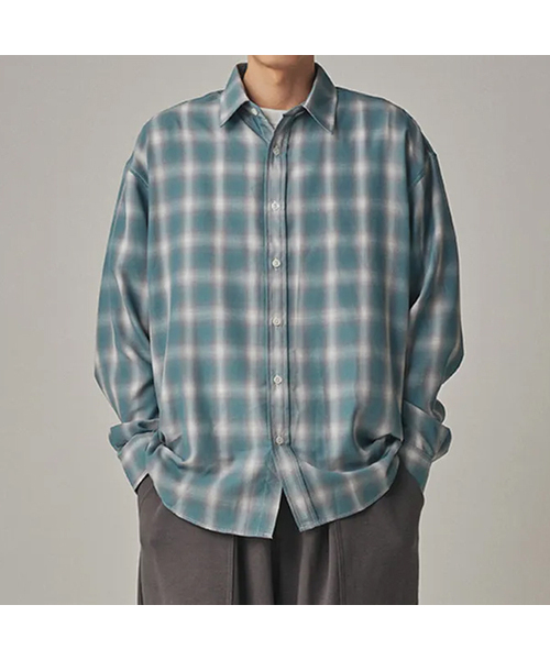 XERO（ゼロ）の「Tender Ombre Check Shirts [3 Colors]（シャツ/ブラウス・レディース・ブルー/グレー/グリーン・LARGE/MEDIUM/X-LARGE）」の3枚目の写真