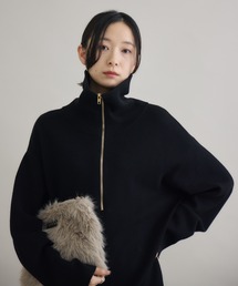SUGAR ROSE ジャガードハーフZIPプルオーバー