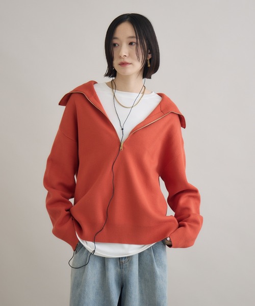 Paradise Picnic(パラダイスピクニック)の「SUGAR ROSE ジャガードハーフZIPプルオーバー(スウェット・レディース・ブラック/オレンジ/チャコールグレー・FREE)」の6枚目の写真