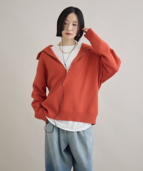 Paradise Picnic(パラダイスピクニック)の「SUGAR ROSE ジャガードハーフZIPプルオーバー(スウェット・レディース・ブラック/オレンジ/チャコールグレー・FREE)」の7枚目の写真