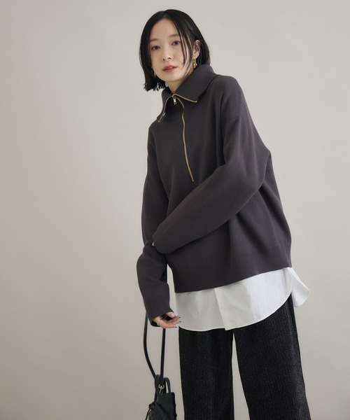 Paradise Picnic(パラダイスピクニック)の「SUGAR ROSE ジャガードハーフZIPプルオーバー(スウェット・レディース・ブラック/オレンジ/チャコールグレー・FREE)」の19枚目の写真