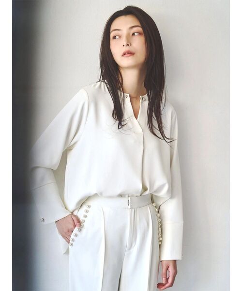 TONAL(トーナル)の「パールテーパードパンツ(その他パンツ・レディース・ブラック/オフホワイト・MEDIUM)」の11枚目の写真