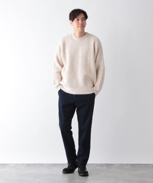 GLOBAL WORK（グローバルワーク）の「フワフワHugmeケーブルプルオーバー/581034（ニット/セーター・メンズ・ミント/アイボリー/チャコールグレー・SMALL/MEDIUM/LARGE/X-LARGE）」の4枚目の写真