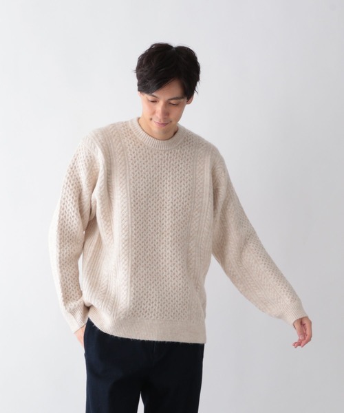 GLOBAL WORK（グローバルワーク）の「フワフワHugmeケーブルプルオーバー/581034（ニット/セーター・メンズ・ミント/アイボリー/チャコールグレー・SMALL/MEDIUM/LARGE/X-LARGE）」の6枚目の写真