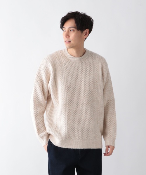 GLOBAL WORK（グローバルワーク）の「フワフワHugmeケーブルプルオーバー/581034（ニット/セーター・メンズ・ミント/アイボリー/チャコールグレー・SMALL/MEDIUM/LARGE/X-LARGE）」の7枚目の写真