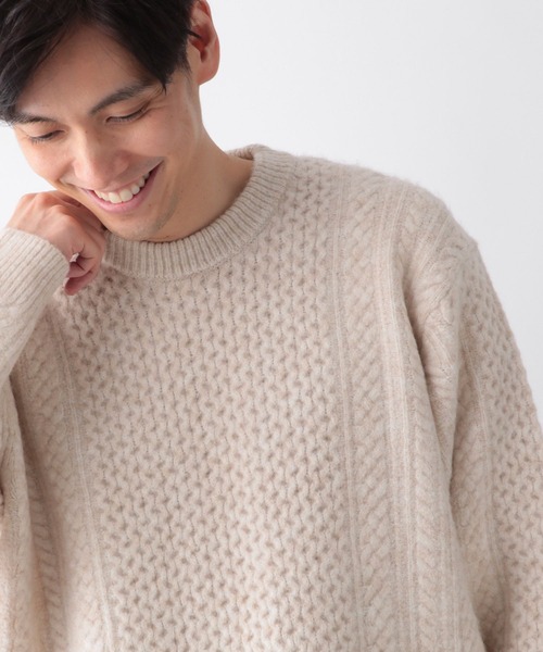 GLOBAL WORK（グローバルワーク）の「フワフワHugmeケーブルプルオーバー/581034（ニット/セーター・メンズ・ミント/アイボリー/チャコールグレー・SMALL/MEDIUM/LARGE/X-LARGE）」の8枚目の写真