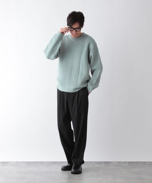 GLOBAL WORK（グローバルワーク）の「フワフワHugmeケーブルプルオーバー/581034（ニット/セーター・メンズ・ミント/アイボリー/チャコールグレー・SMALL/MEDIUM/LARGE/X-LARGE）」の16枚目の写真