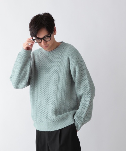 GLOBAL WORK（グローバルワーク）の「フワフワHugmeケーブルプルオーバー/581034（ニット/セーター・メンズ・ミント/アイボリー/チャコールグレー・SMALL/MEDIUM/LARGE/X-LARGE）」の18枚目の写真