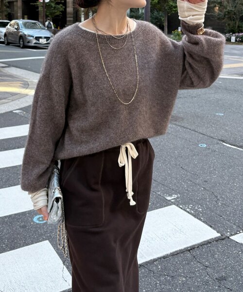 DouDou（ドゥドゥ）の「ヤクウールプルオーバー（ニット/セーター・レディース・ブルー/オフホワイト/チャコールグレー/ブラウン・FREE）」の3枚目の写真