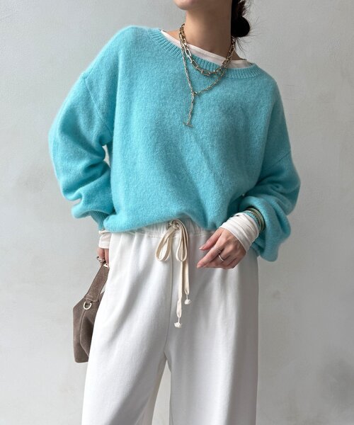 DouDou（ドゥドゥ）の「ヤクウールプルオーバー（ニット/セーター・レディース・ブルー/オフホワイト/チャコールグレー/ブラウン・FREE）」の4枚目の写真