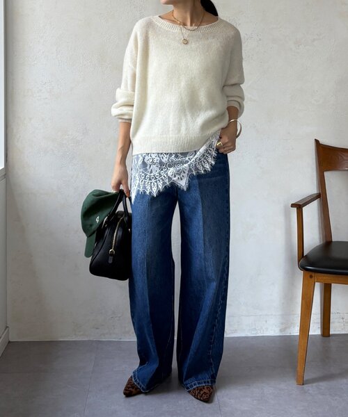 DouDou（ドゥドゥ）の「ヤクウールプルオーバー（ニット/セーター・レディース・ブルー/オフホワイト/チャコールグレー/ブラウン・FREE）」の14枚目の写真