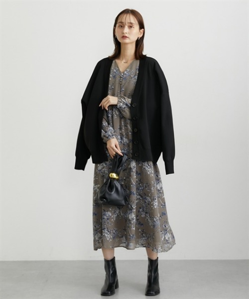 nissen(ニッセン)の「花柄シフォンウエスト切替ワンピース(ウォッシャブル素材)(ワンピース・レディース・モカ/ブラック・M/L/LL/PS/PM/PSS/T3L/TLL/TL/TM)」の6枚目の写真