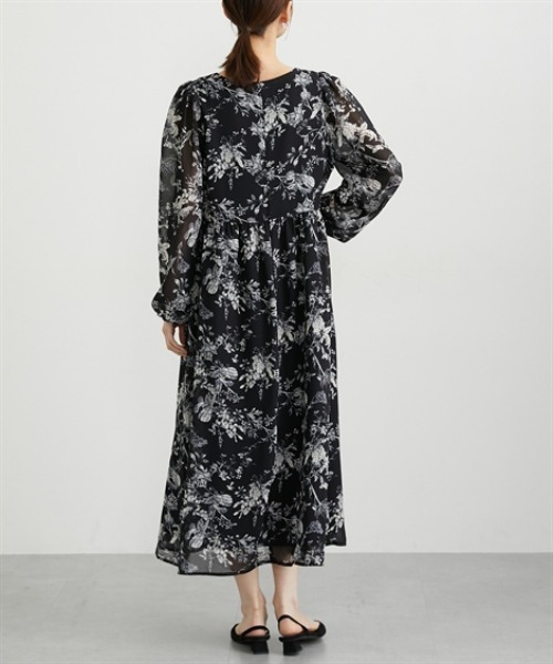 nissen(ニッセン)の「花柄シフォンウエスト切替ワンピース(ウォッシャブル素材)(ワンピース・レディース・モカ/ブラック・M/L/LL/PS/PM/PSS/T3L/TLL/TL/TM)」の16枚目の写真