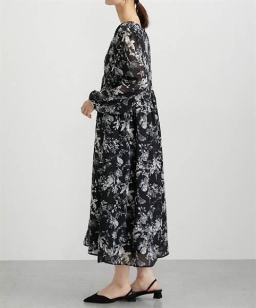 nissen(ニッセン)の「花柄シフォンウエスト切替ワンピース(ウォッシャブル素材)(ワンピース・レディース・モカ/ブラック・M/L/LL/PS/PM/PSS/T3L/TLL/TL/TM)」の17枚目の写真