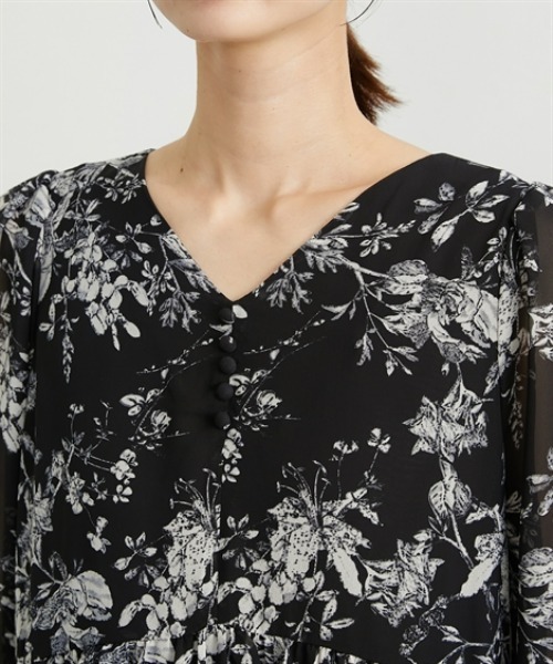 nissen(ニッセン)の「花柄シフォンウエスト切替ワンピース(ウォッシャブル素材)(ワンピース・レディース・モカ/ブラック・M/L/LL/PS/PM/PSS/T3L/TLL/TL/TM)」の18枚目の写真