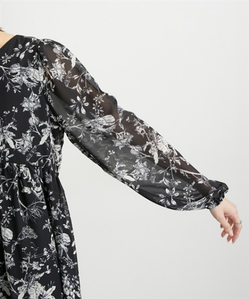 nissen(ニッセン)の「花柄シフォンウエスト切替ワンピース(ウォッシャブル素材)(ワンピース・レディース・モカ/ブラック・M/L/LL/PS/PM/PSS/T3L/TLL/TL/TM)」の20枚目の写真