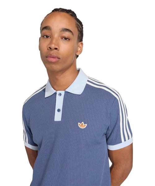 adidas(アディダス)の「adidas WAFFLE KNIT POLO SHIRT / アディダス ワッフル ニット ポロシャツ(ポロシャツ・メンズ・ダークブルー・L/M/XL/S/XXL)」の9枚目の写真