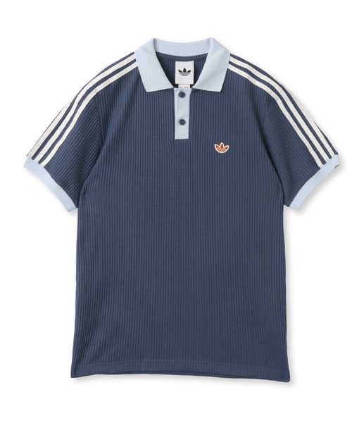 adidas(アディダス)の「adidas WAFFLE KNIT POLO SHIRT / アディダス ワッフル ニット ポロシャツ(ポロシャツ・メンズ・ダークブルー・L/M/XL/S/XXL)」の6枚目の写真