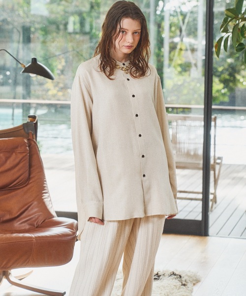 CASPER JOHN（キャスパージョン）の「Over band collar shirts/オーバーバンドカラーシャツ（シャツ/ブラウス・メンズ・ブラウン/アイボリー・LARGE/MEDIUM/SMALL/X-SMALL）」の3枚目の写真