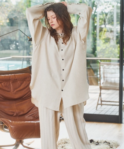 CASPER JOHN（キャスパージョン）の「Over band collar shirts/オーバーバンドカラーシャツ（シャツ/ブラウス・メンズ・ブラウン/アイボリー・LARGE/MEDIUM/SMALL/X-SMALL）」の4枚目の写真